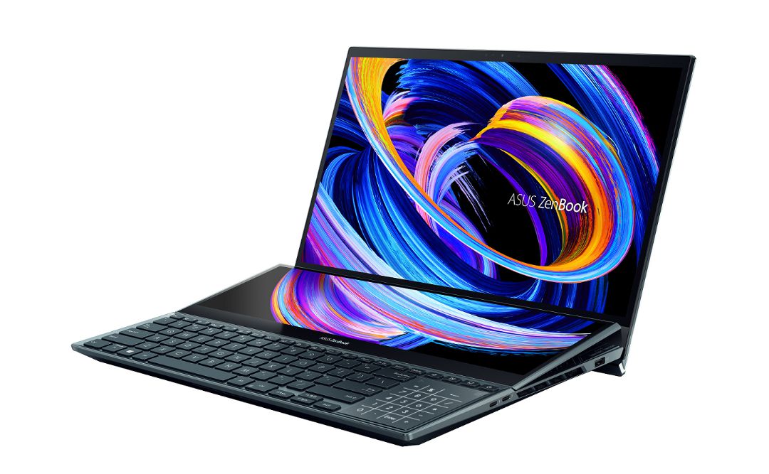 Notebook Asus Zenbook Pro Duo se dvěma obrazovkami.