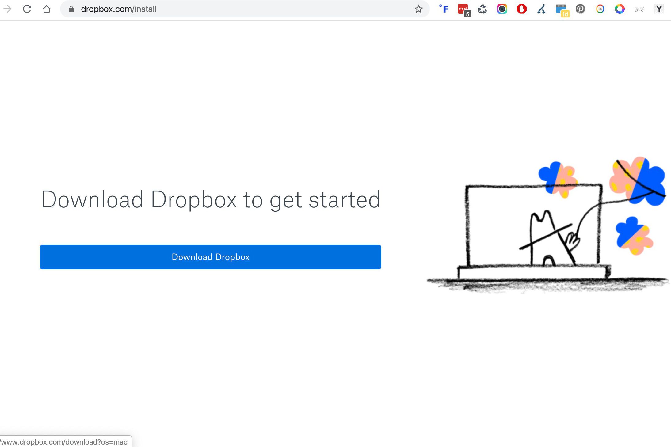 Stránka pro stahování Dropbox