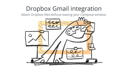 Snímek obrazovky kresby integrace služby Dropbox s Gmailem
