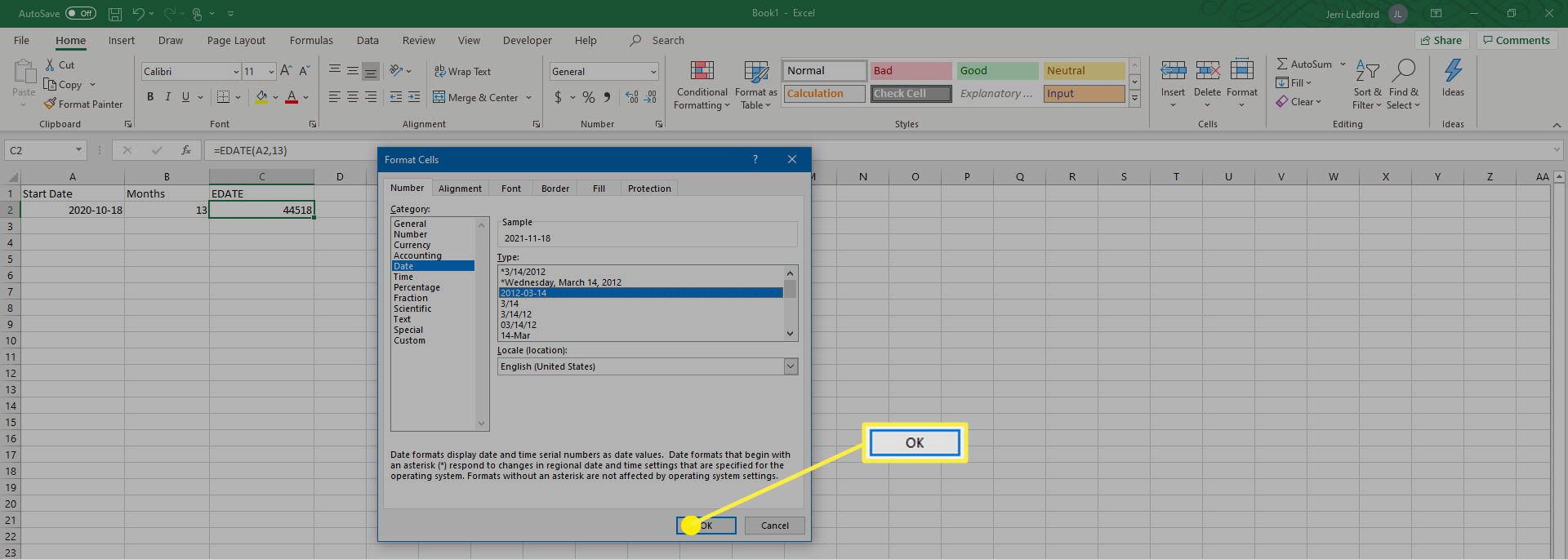 Formát data vyberte v dialogovém okně Formát buněk v MS Excel.