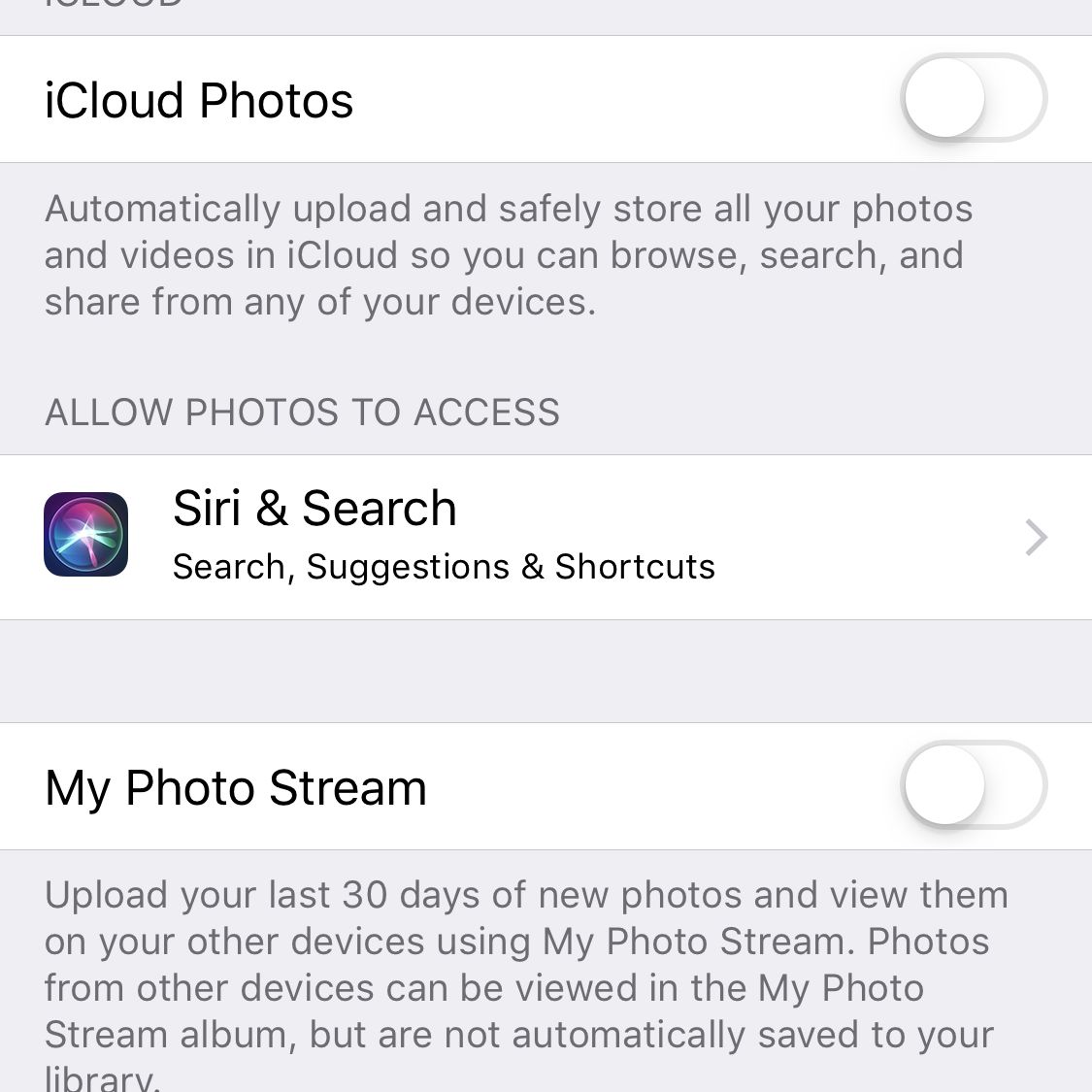 Obrazovka fotografií iCloud na zařízení iOS