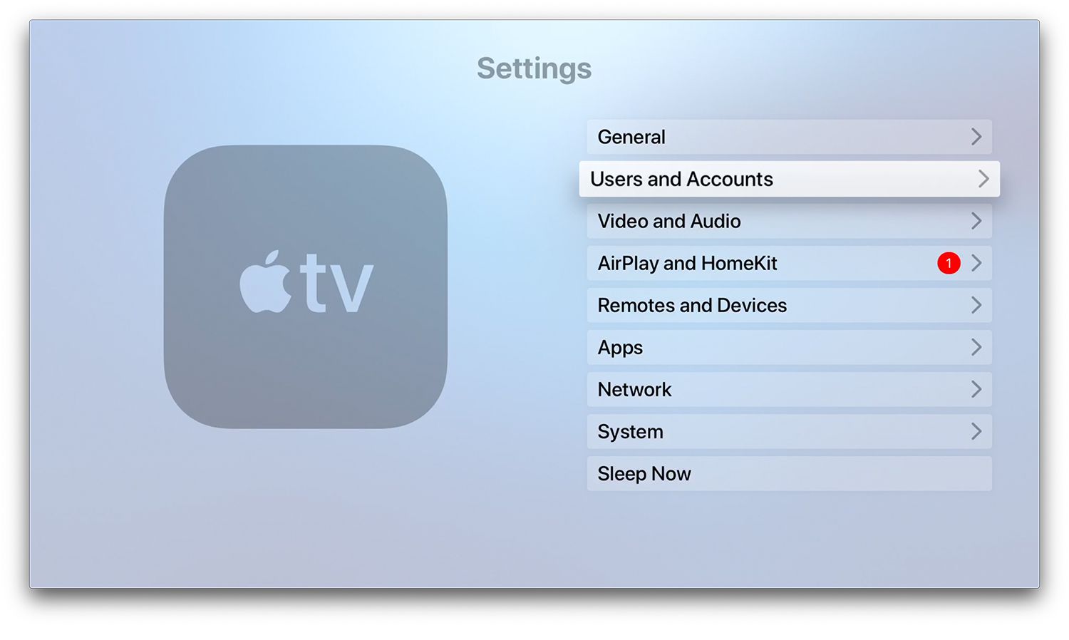 Nastavení Apple TV