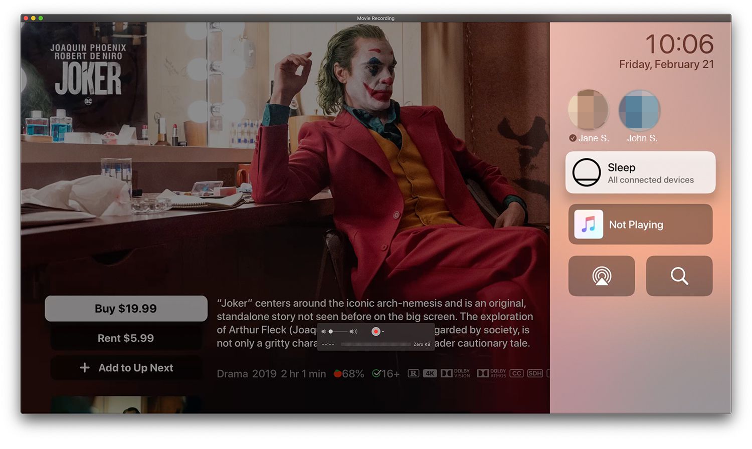 Řídicí centrum na Apple TV