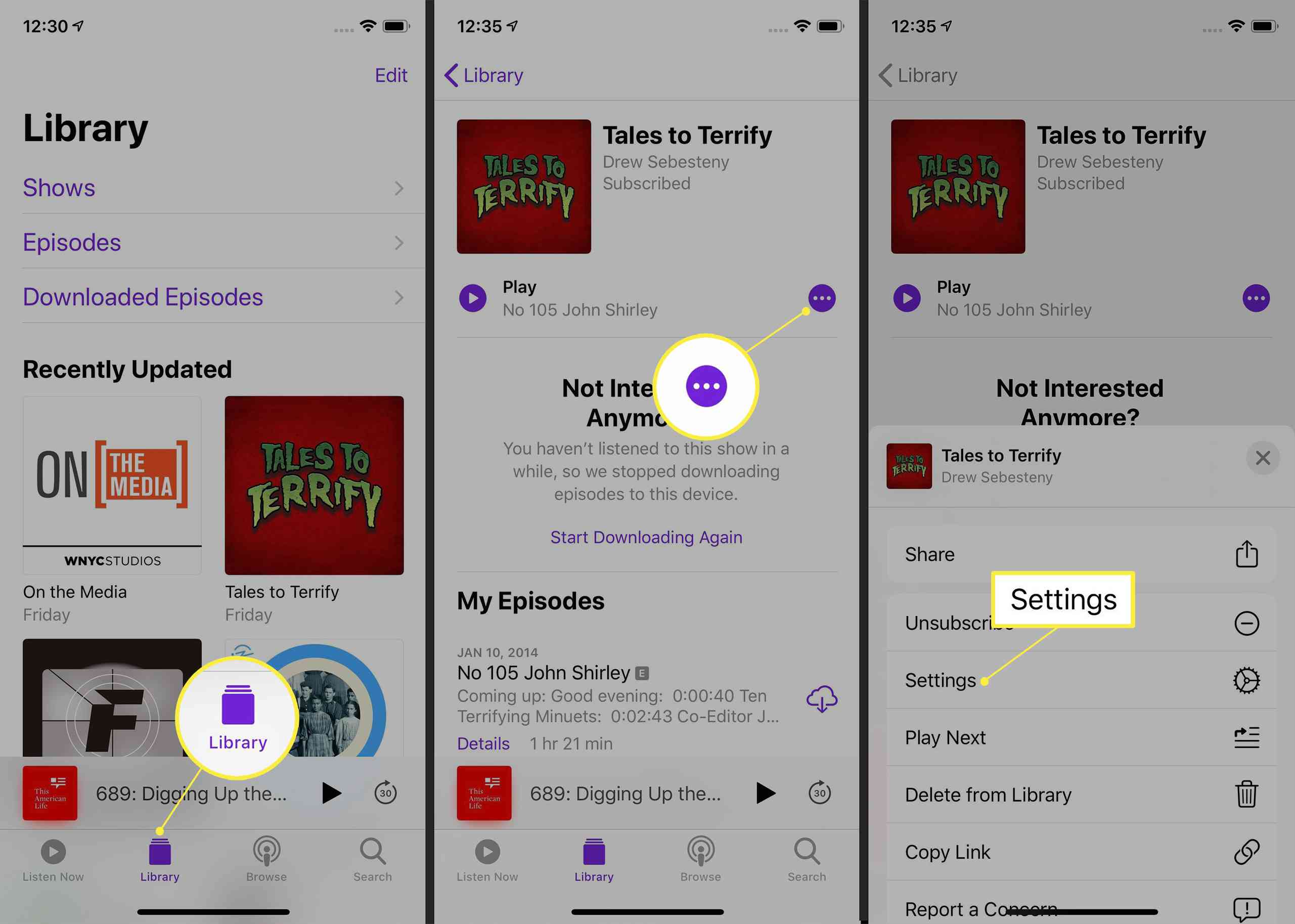 Nastavení cesty k podcastu na iPhone