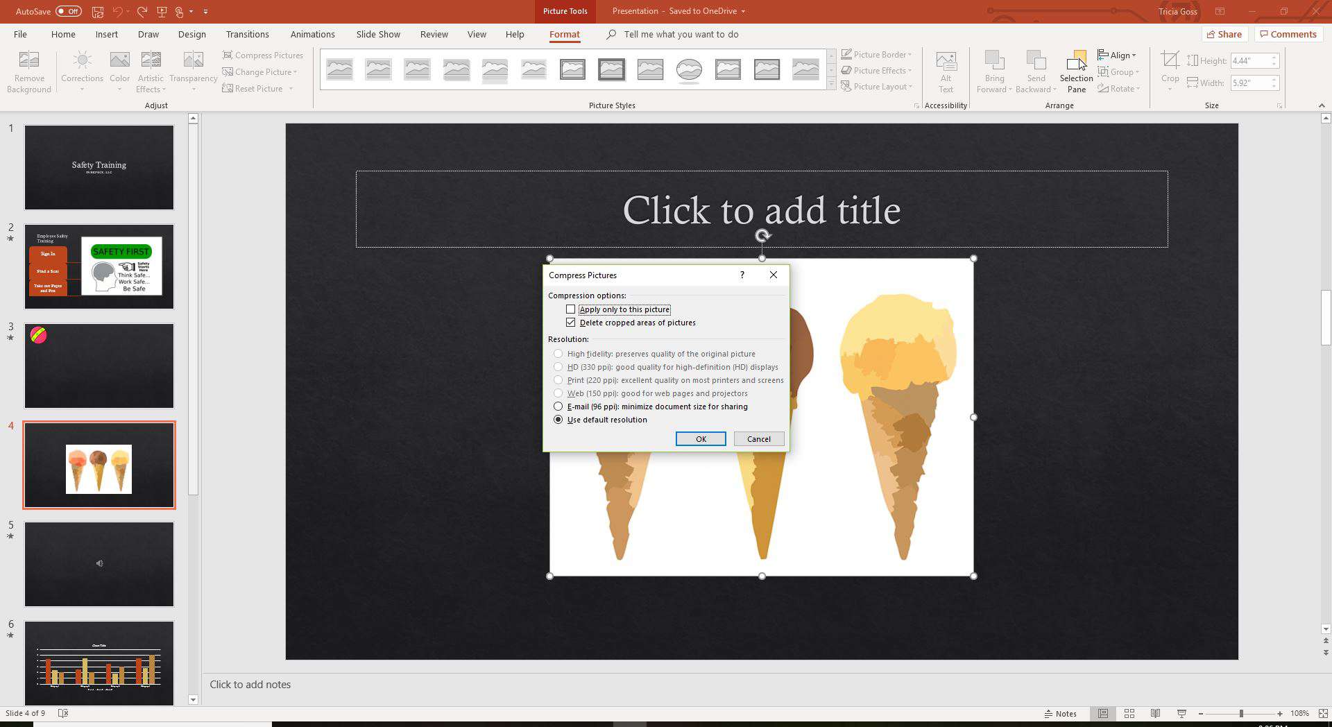 Komprimujte fotografie v aplikaci PowerPoint