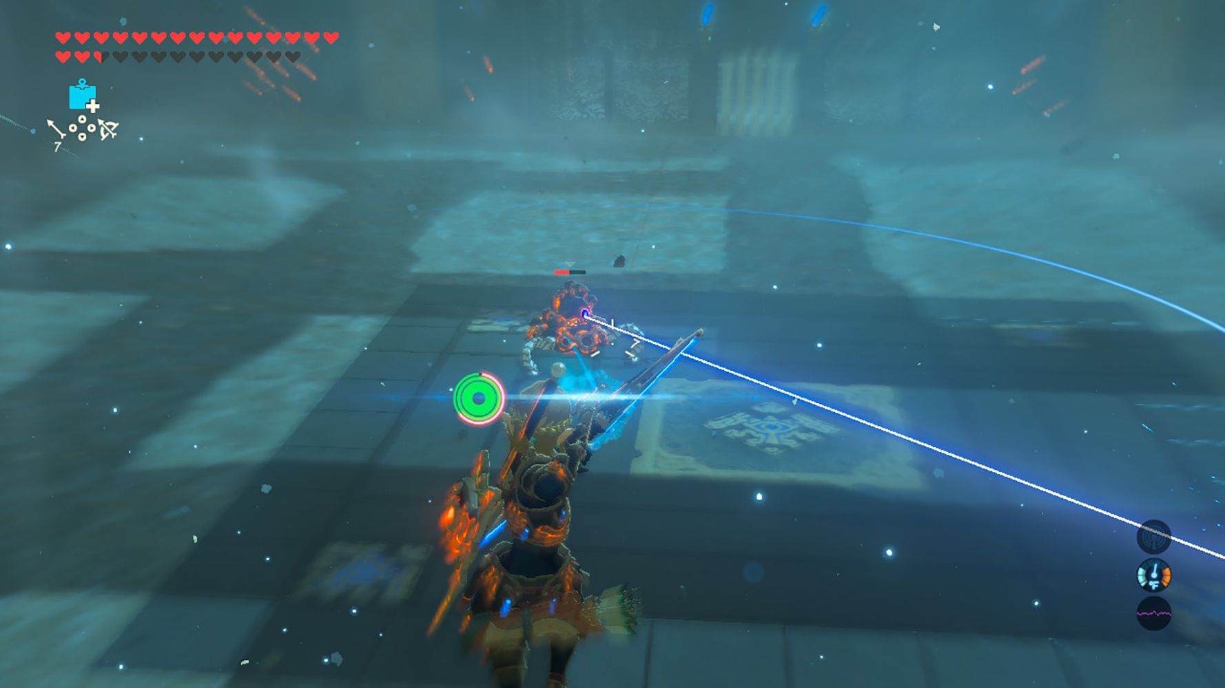 Screenshot z natáčení Guardian do očí v Breath of the Wild