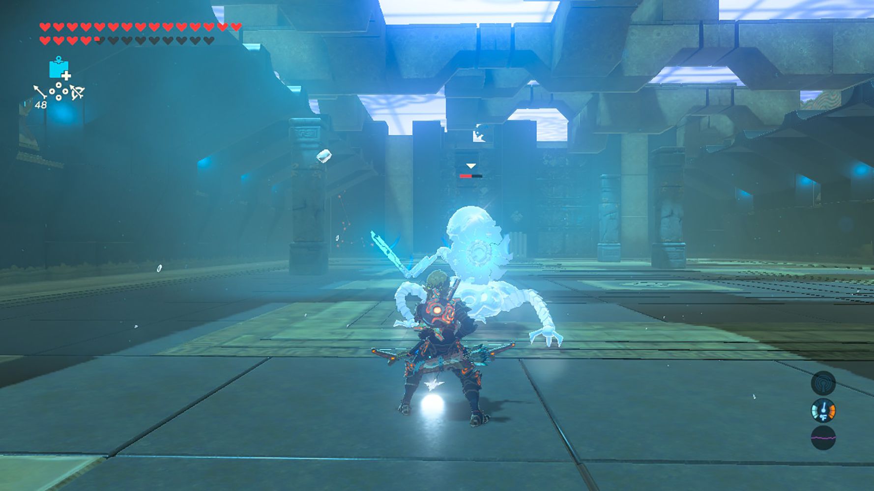 Screenshot ze zmrazení Guardian v Breath of the Wild