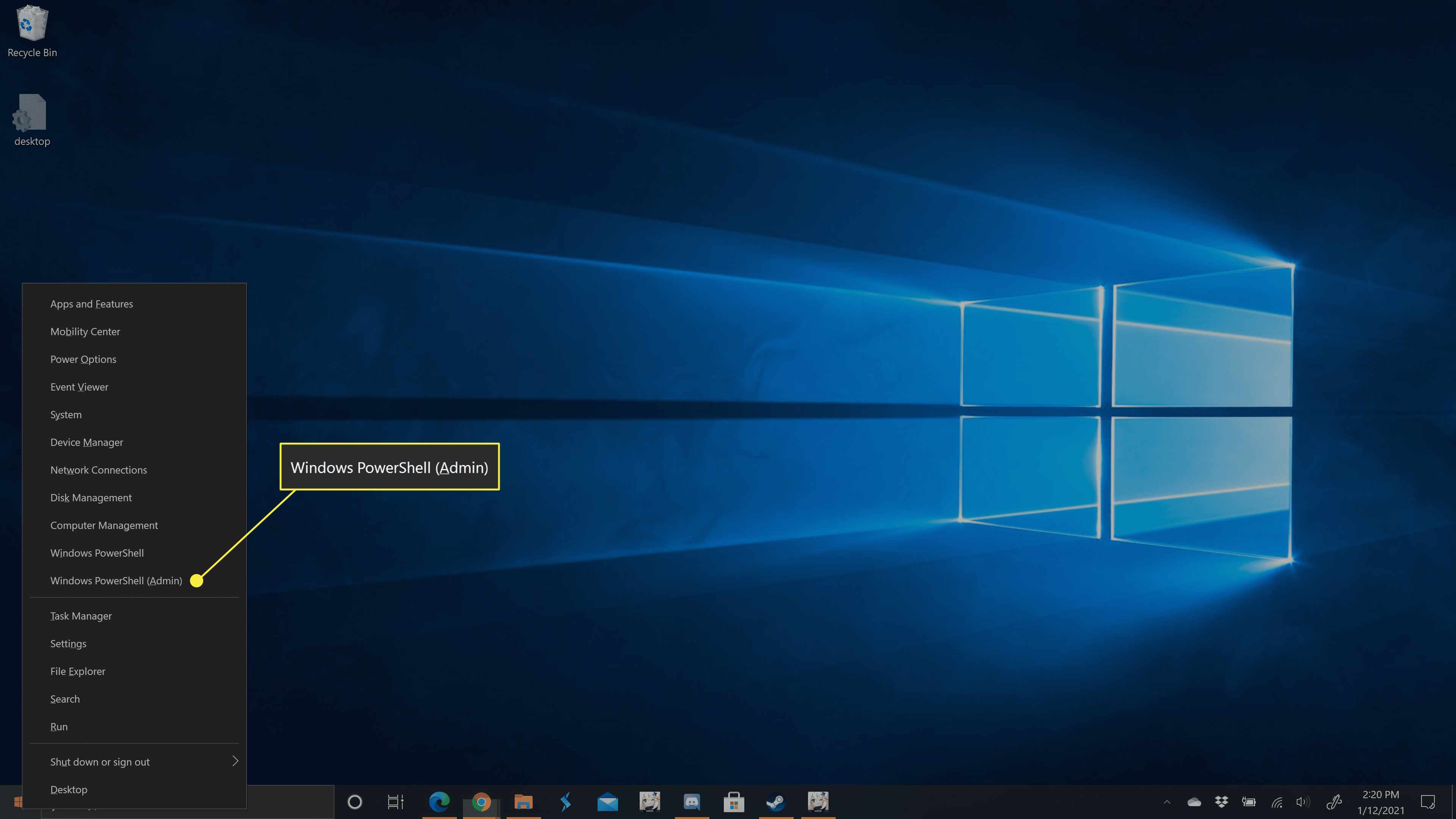 Možnosti nabídky Windows 10 v nabídce Start