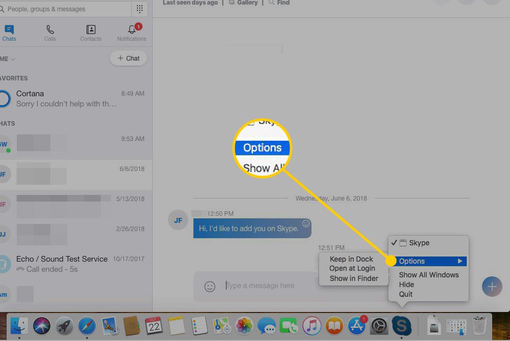 Klikněte pravým tlačítkem na nabídku v doku Mac se zvýrazněnou částí Možnosti