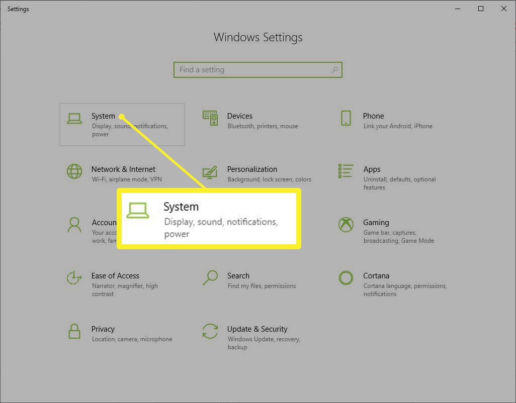 Systém v nastavení systému Windows