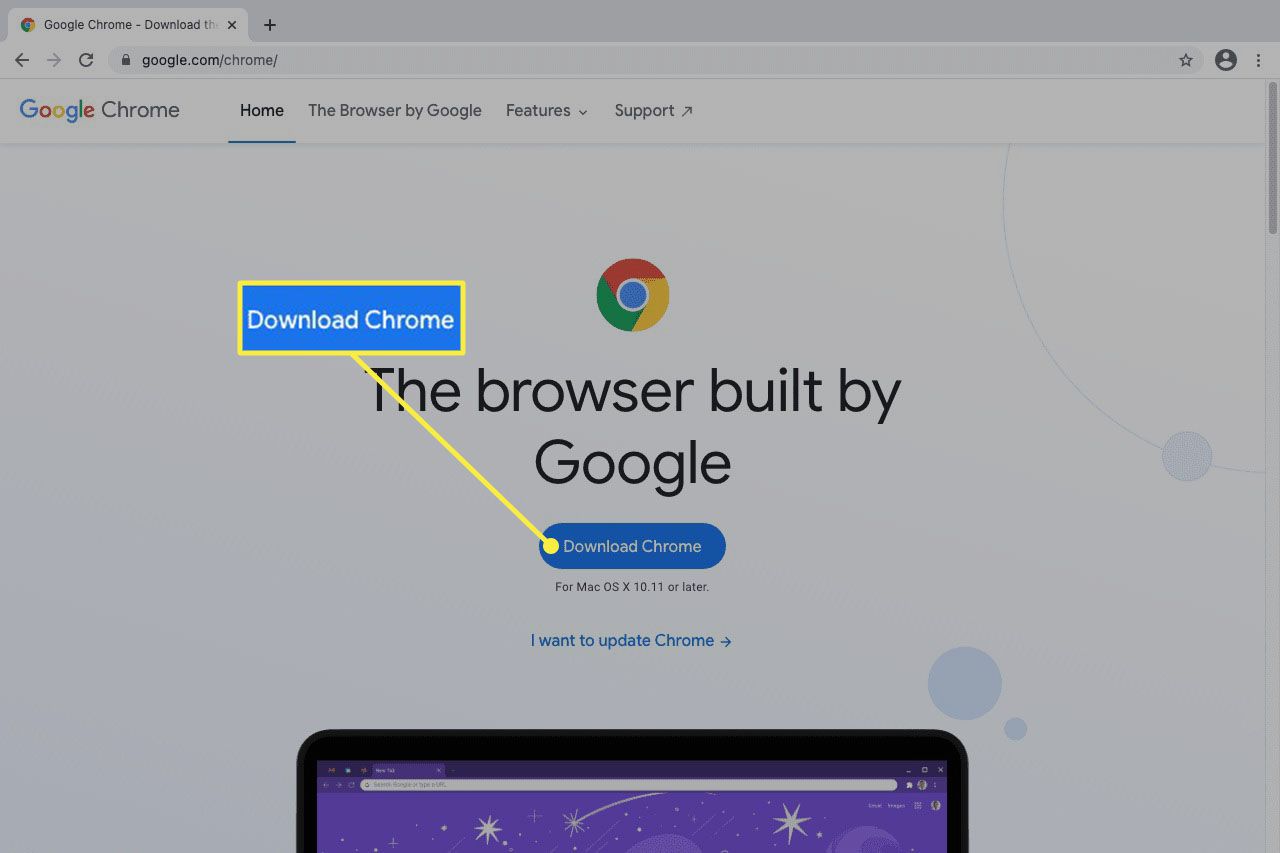 Stáhněte si tlačítko Chrome na webu Google.