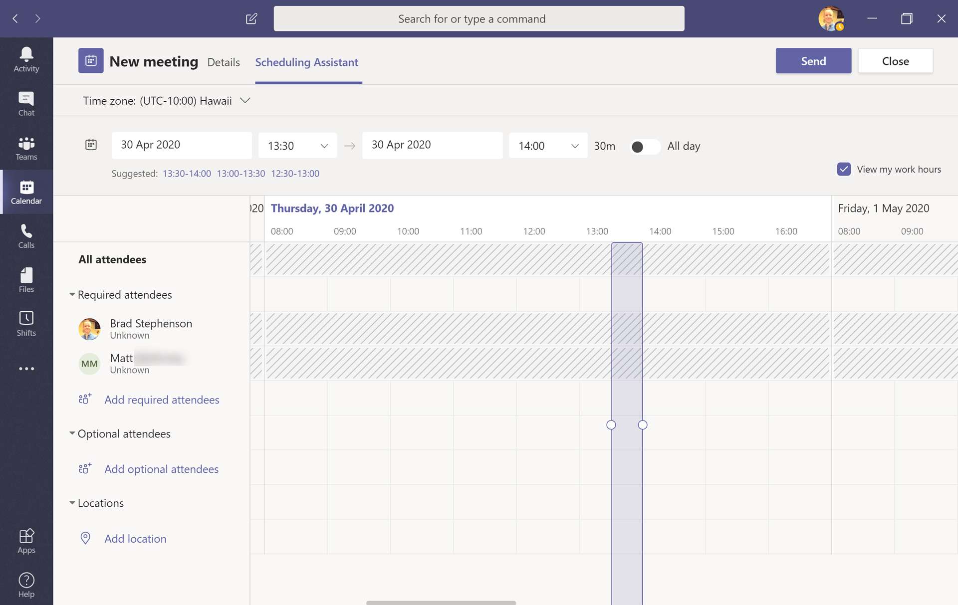 Aplikace Microsoft Teams ve Windows 10.