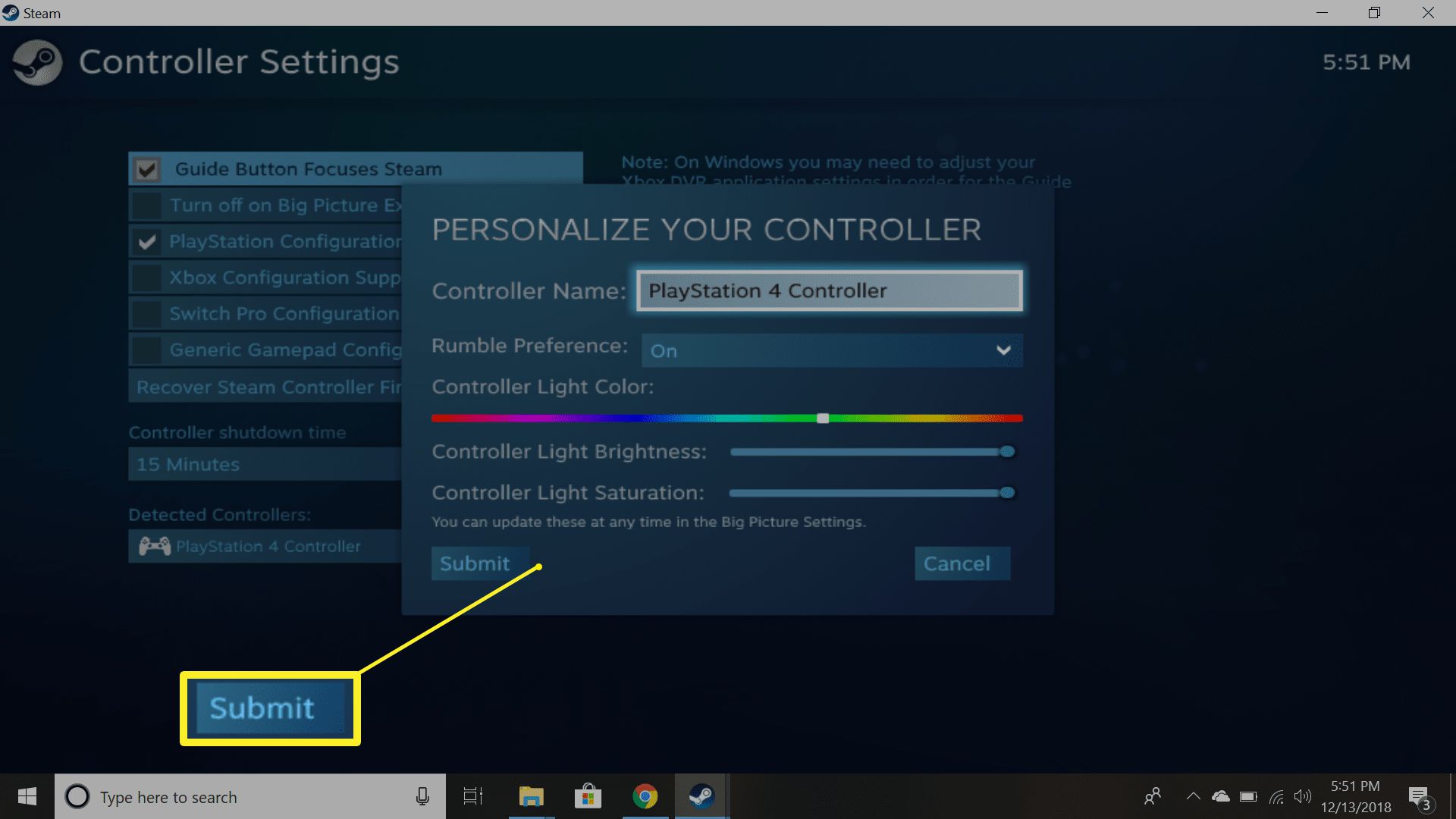 Přizpůsobte si nastavení ovladače Steam PS4