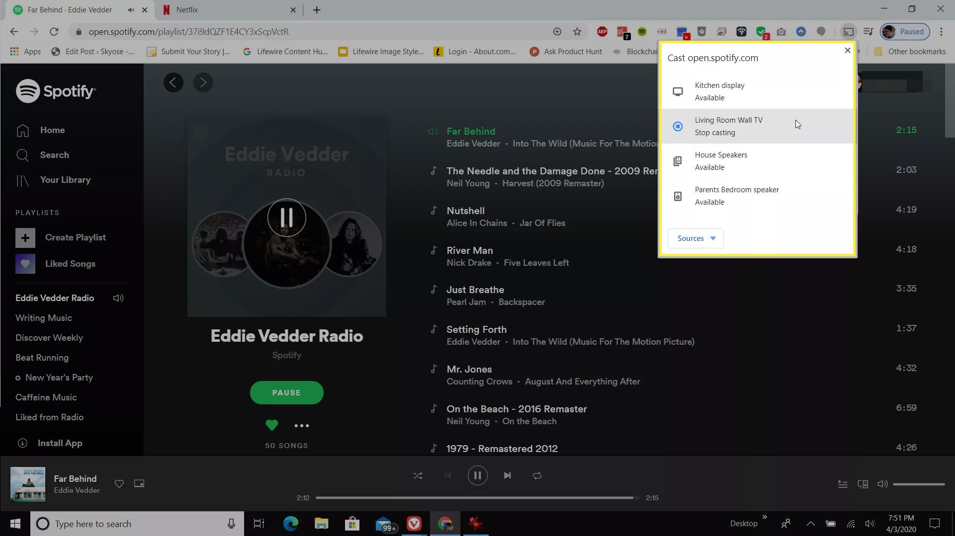 Odesílání z webu Spotify