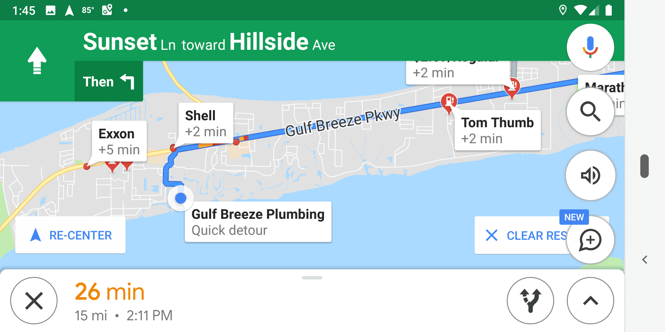 Čerpací stanice v Mapách Google