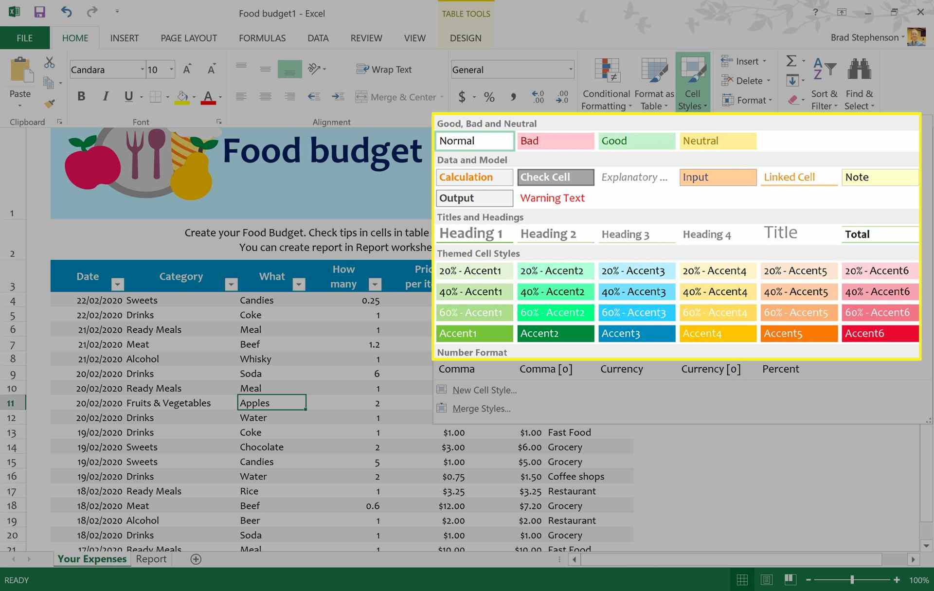 Možnosti barev pro buňky v aplikaci Excel