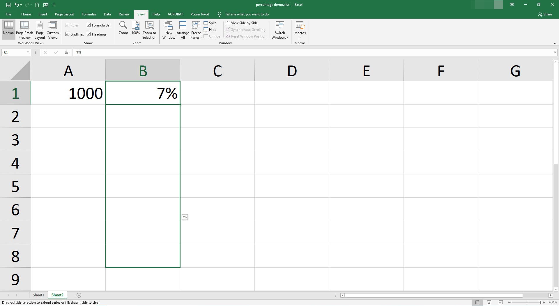 Výběr několika buněk v aplikaci Excel.