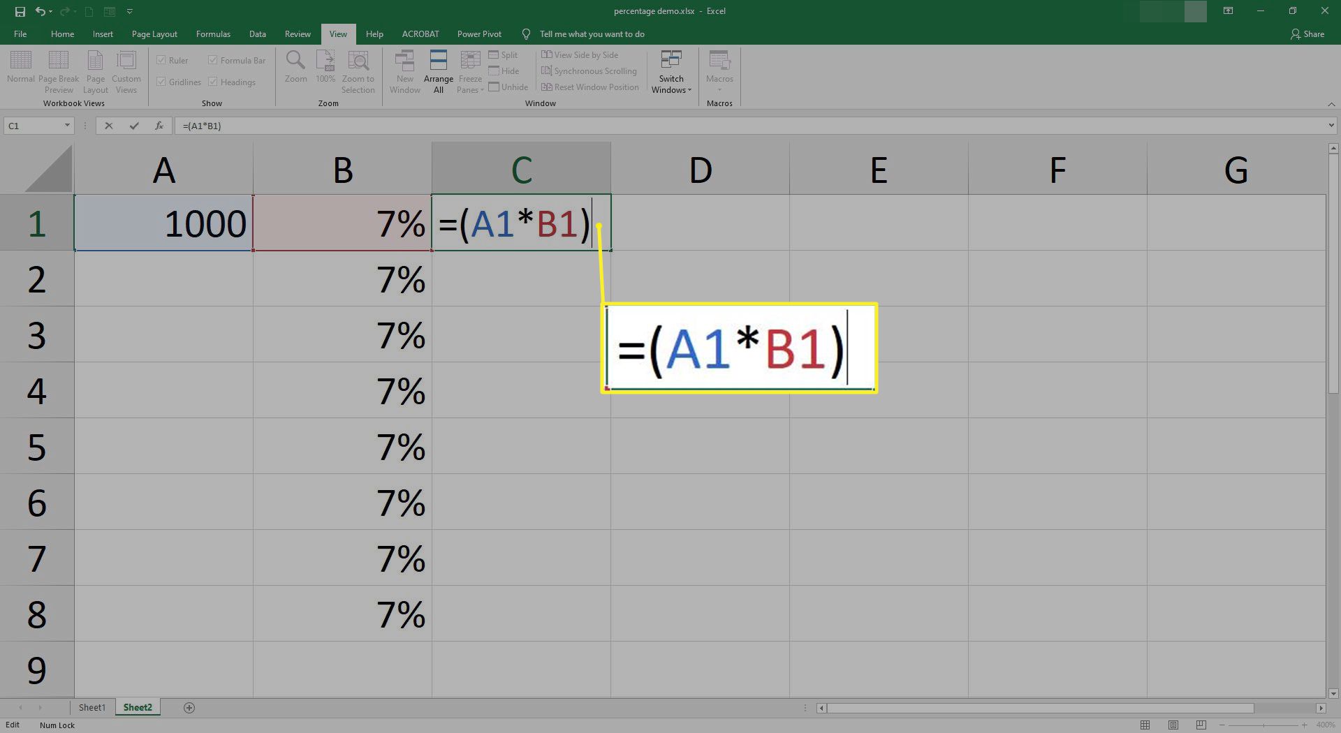 Zadání vzorce v aplikaci Excel