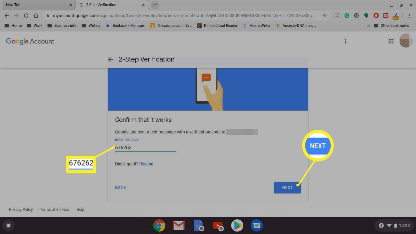 Zadání ověřovacího kódu v Google Chrome pro Chromebook