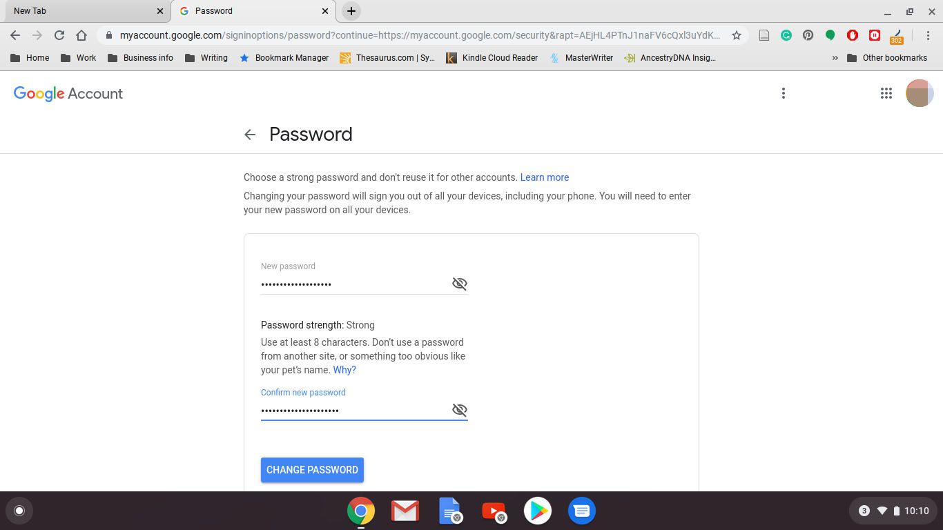 Změna hesla v Google Chrome pro Chromebook.