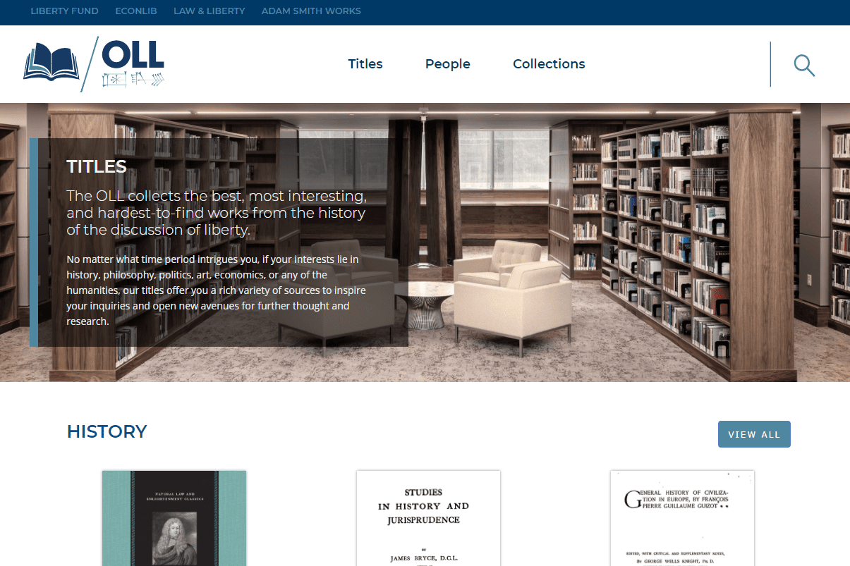 Screenshot z webové stránky Online Library of Liberty