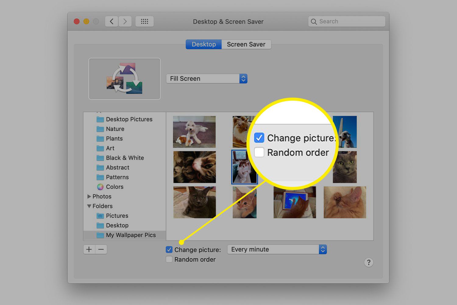 Změňte nastavení obrázku v předvolbách plochy na počítači Mac