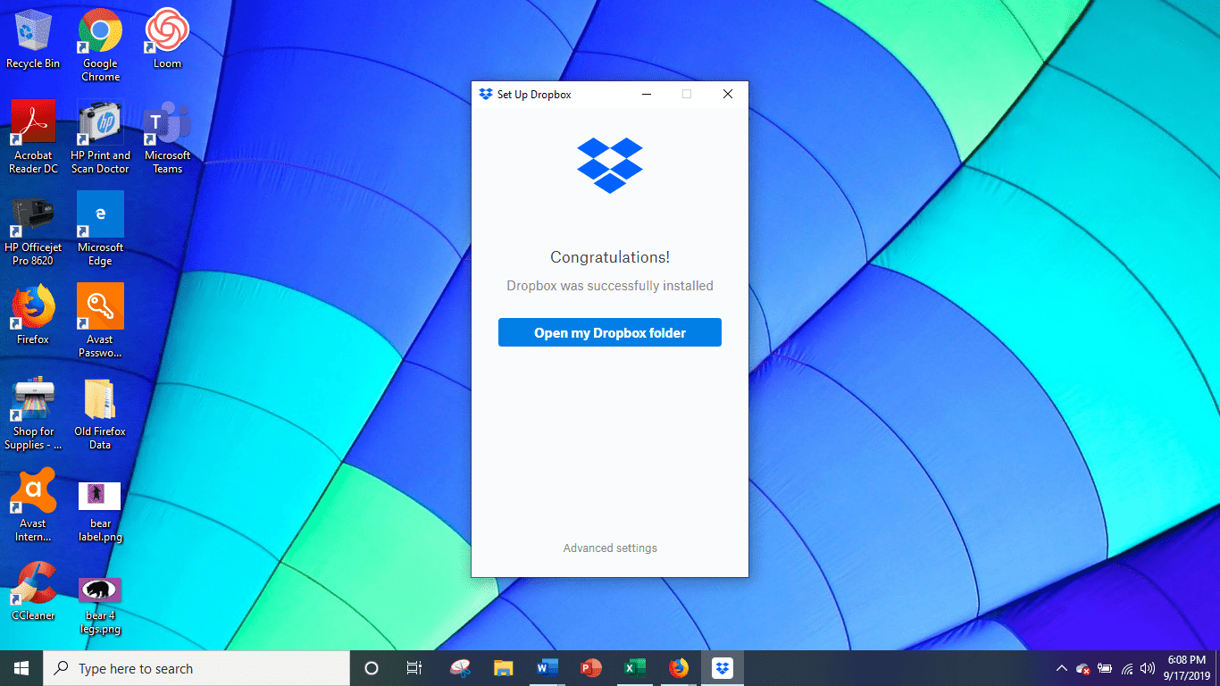 Otevřete Dropbox