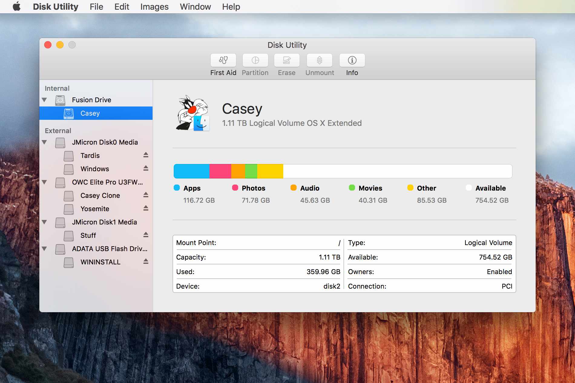 Disk Utility OS X El Capitan