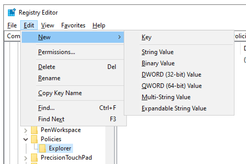 Nová hodnota DWORD (32bitová) v registru Windows 10