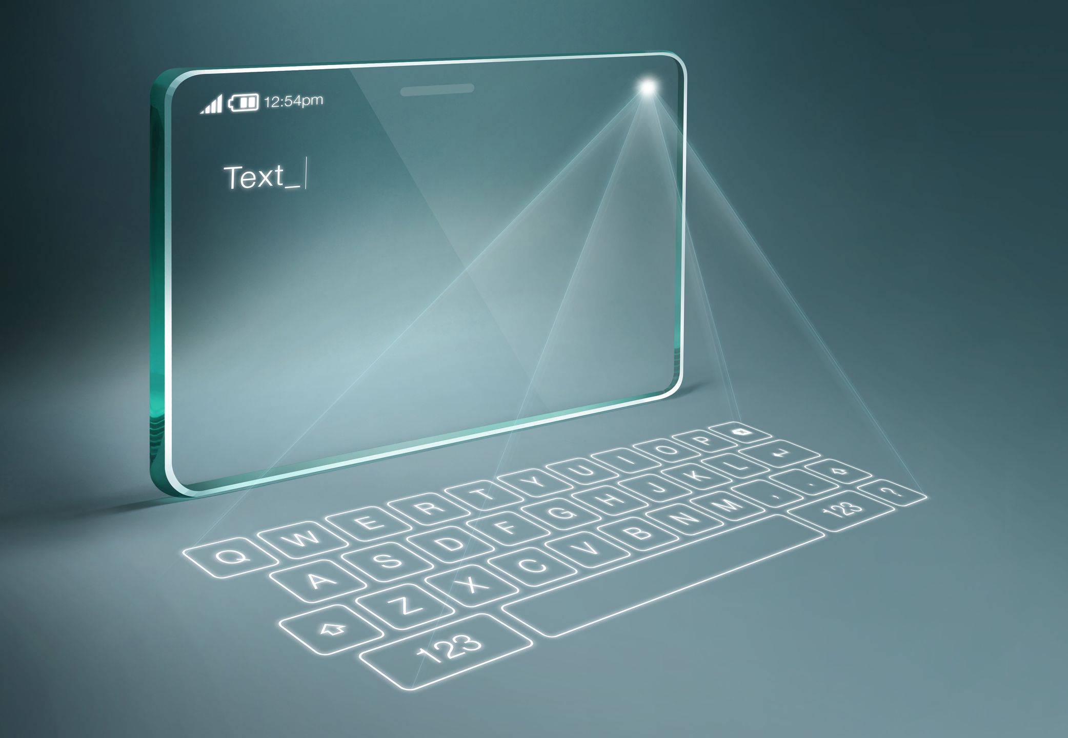 Transparentní tablet s digitální virtuální klávesnicí 