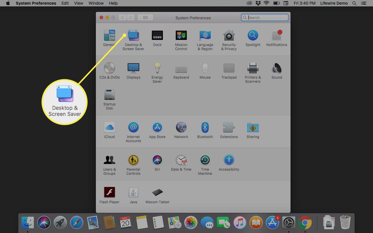 Desktop a spořič obrazovky v systému macOS.