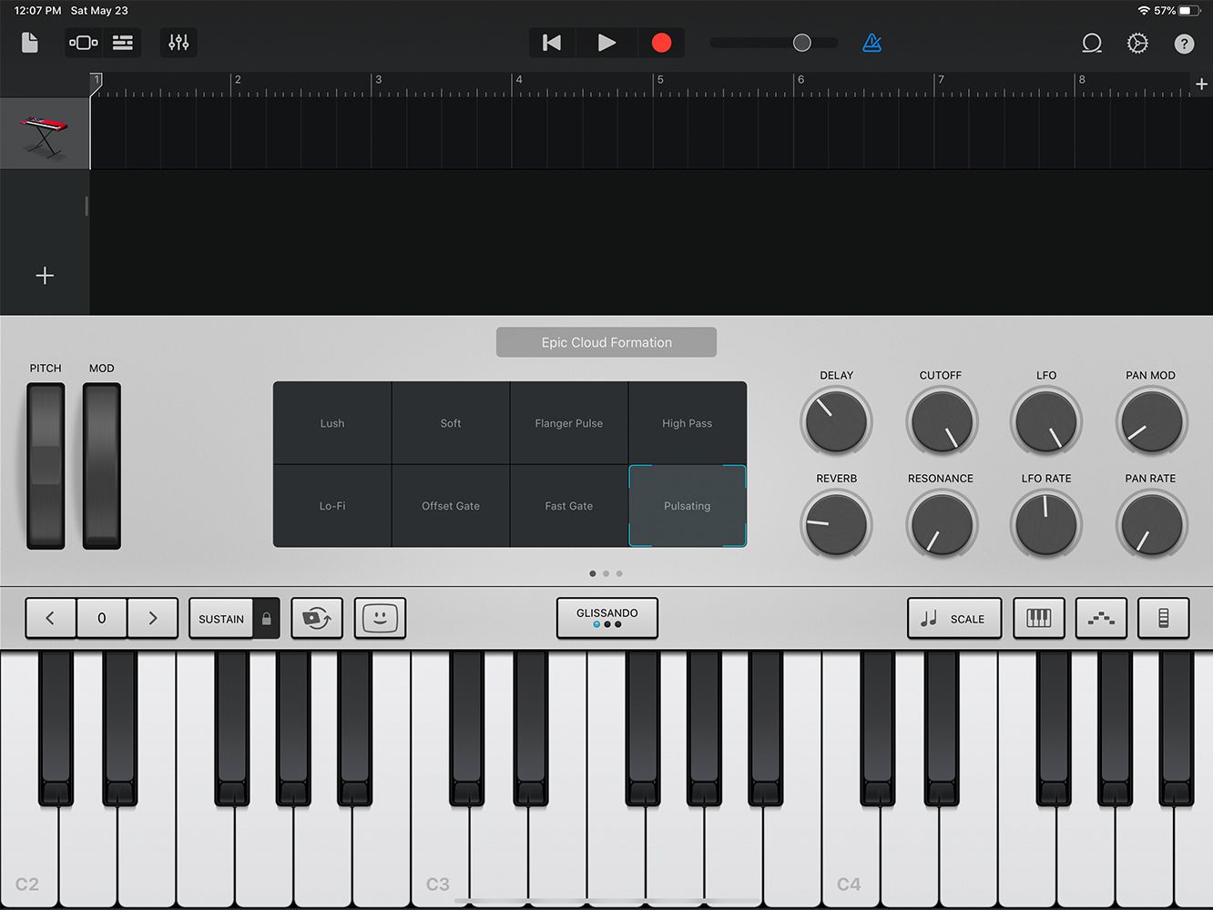 Klávesnice GarageBand pro iPad pro klavír pro iPadOS 13