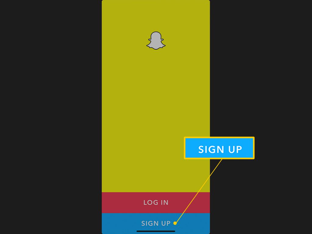 Tlačítko Zaregistrovat se na Snapchatu pro iOS