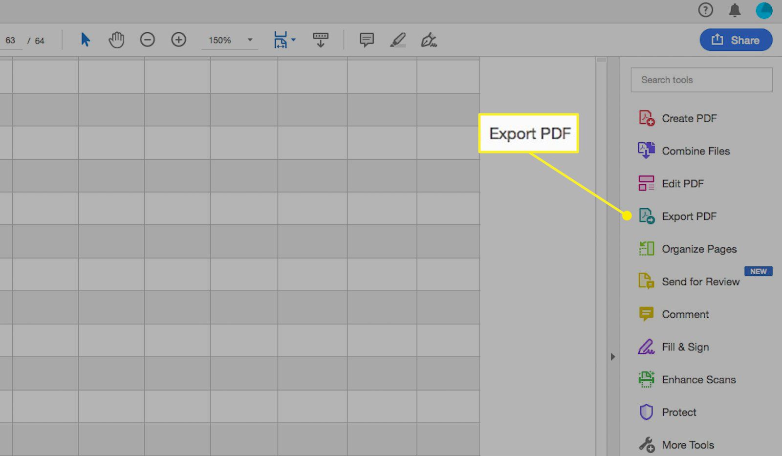 Acrobat Pro DC se zvýrazněným Exportem PDF