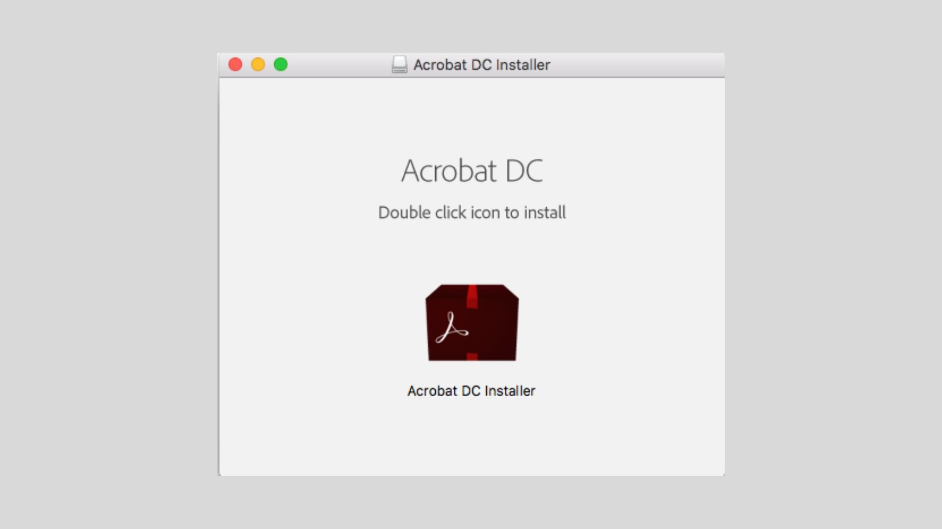 Snímek obrazovky instalačního programu Acrobat DC.