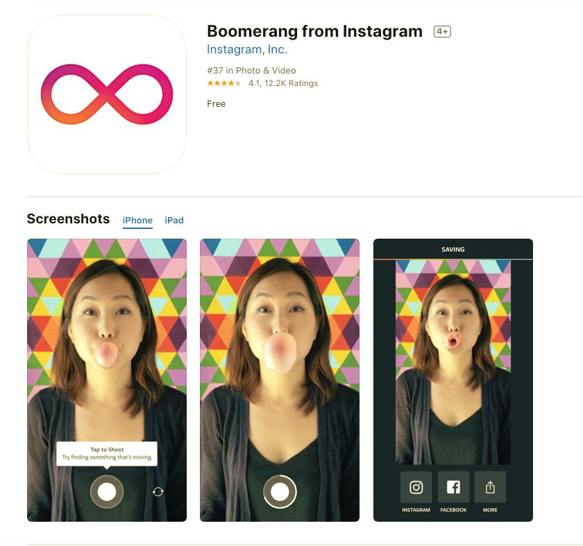 Boomerang Z aplikace Instagram
