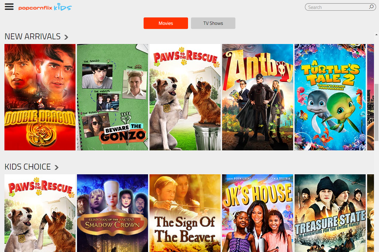 Screenshot z Popcornflix Kids