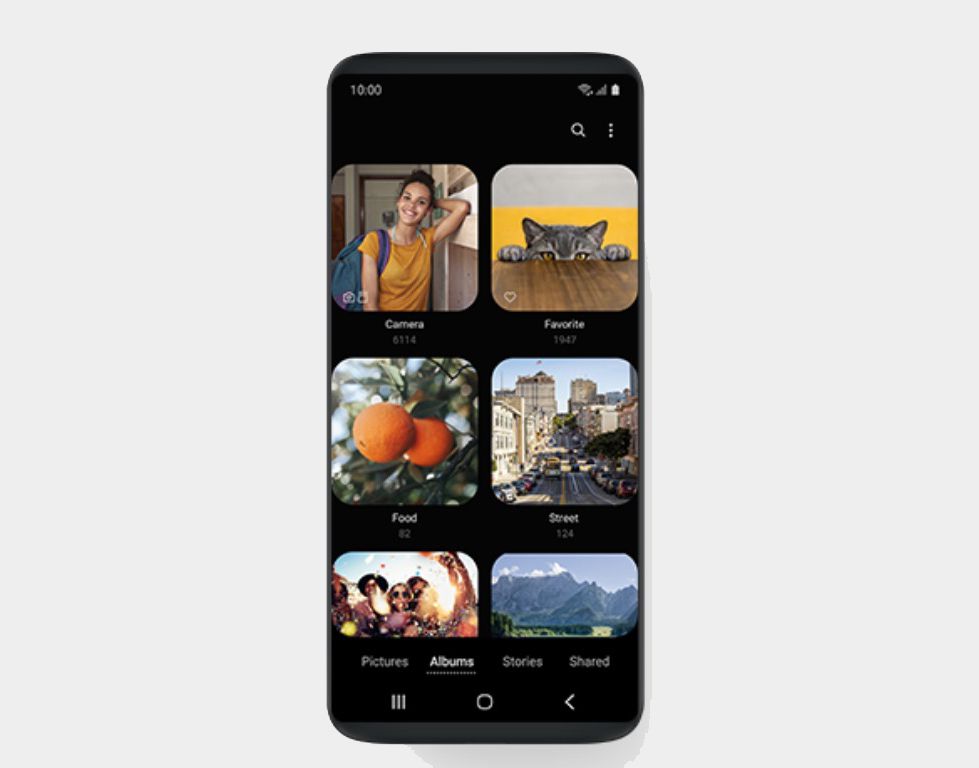 Rozhraní aplikace pro fotografie v uživatelském rozhraní Samsung One