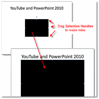 Změňte velikost zástupného symbolu videa YouTube na snímku aplikace PowerPoint
