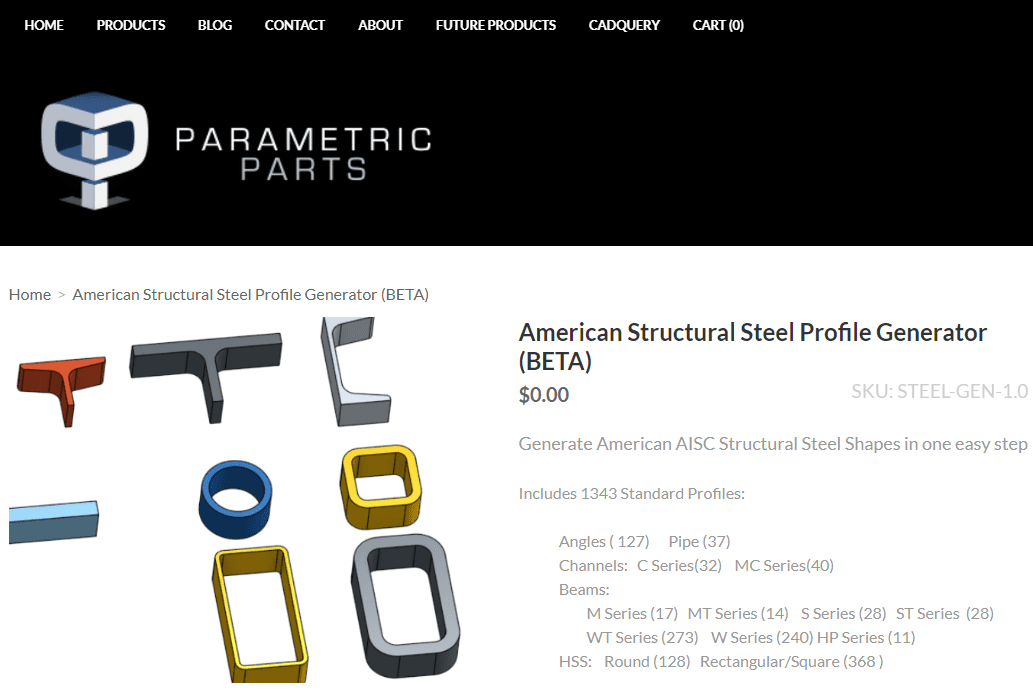 Parametrické součásti Návrh generátoru profilů z americké konstrukční oceli