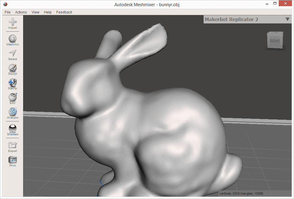 Autodesk Meshmixer s 3D zajíčkem