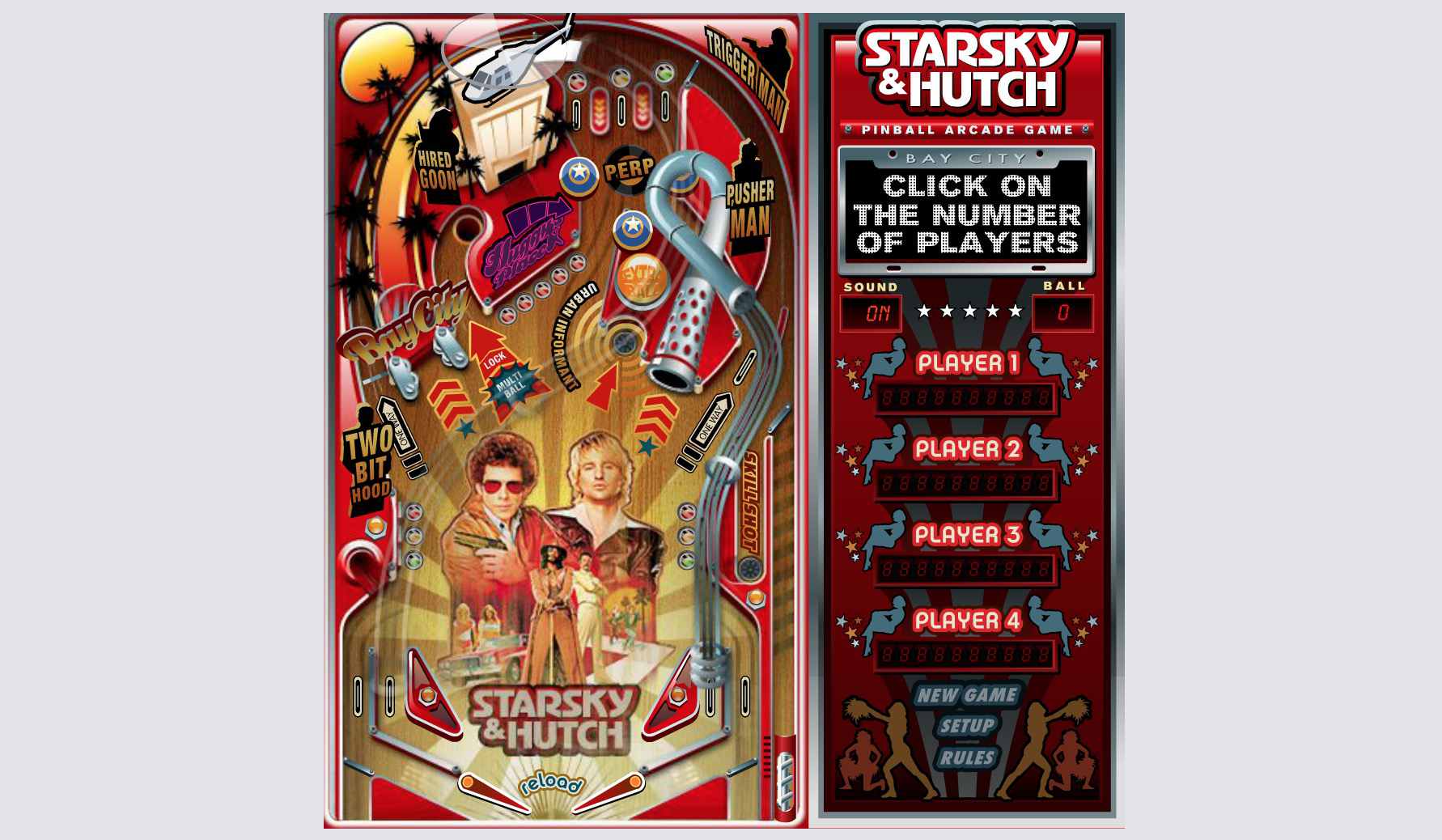 Webová stránka Starsky & Hutch Pinball