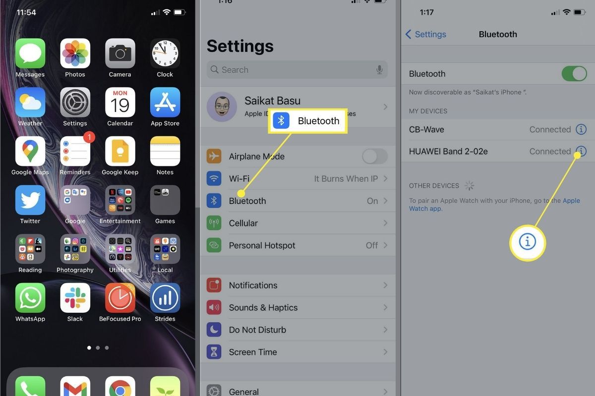 Nastavení na iPhone pro změnu názvu zařízení Bluetooth
