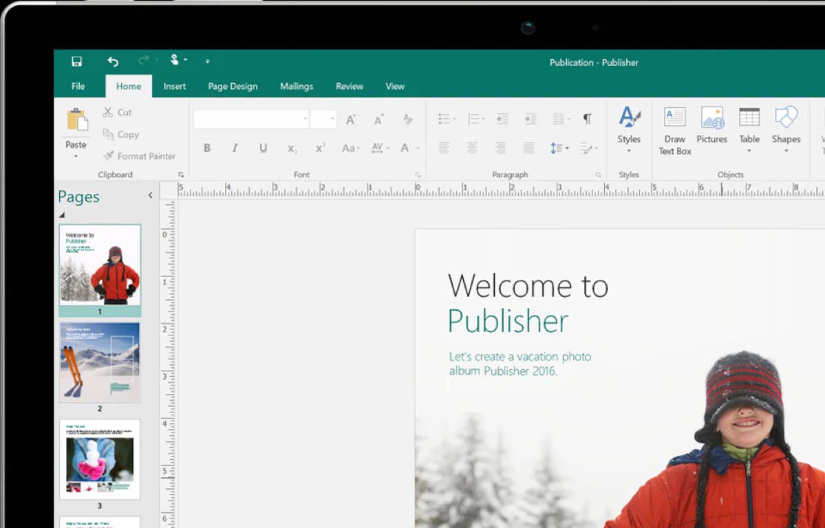 Screenshot aplikace Microsoft Publisher 2020