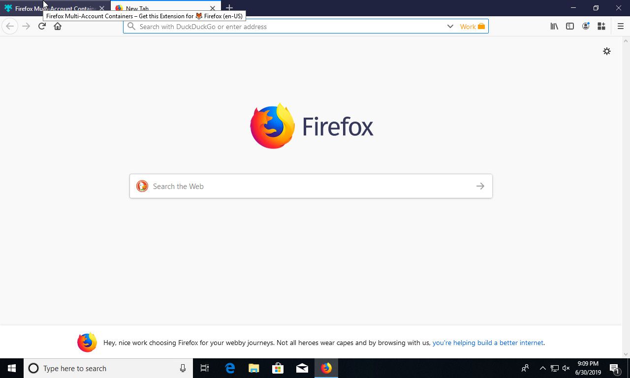 Firefox je otevřena nová karta kontejneru