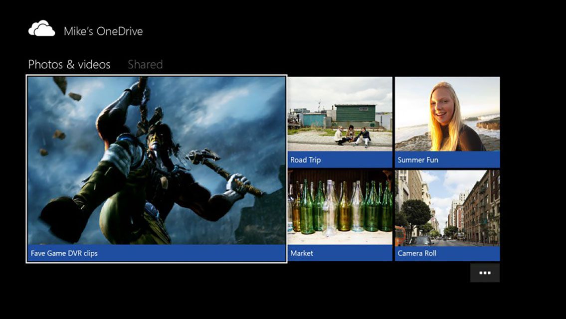 Screenshot aplikace Microsoft Xbox One OneDrive