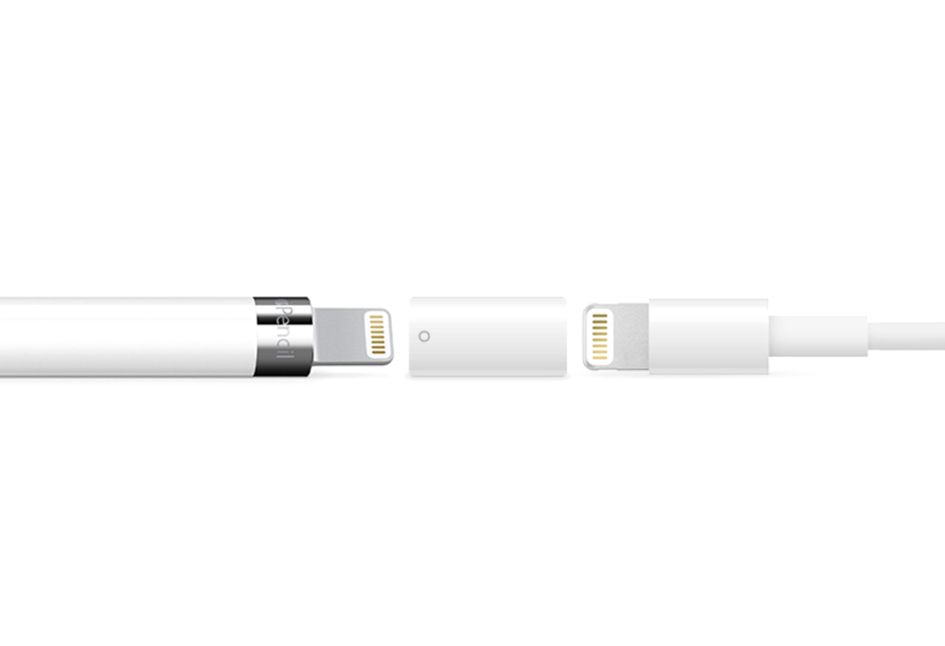 Apple Pencil a bleskový adaptér s USB nabíjecím kabelem.