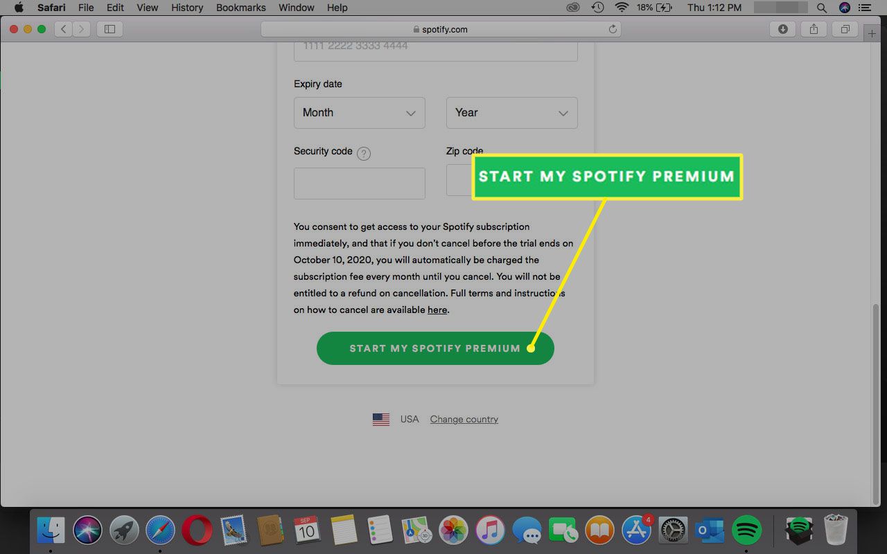 Výběr možnosti Spustit My Spotify Premium.