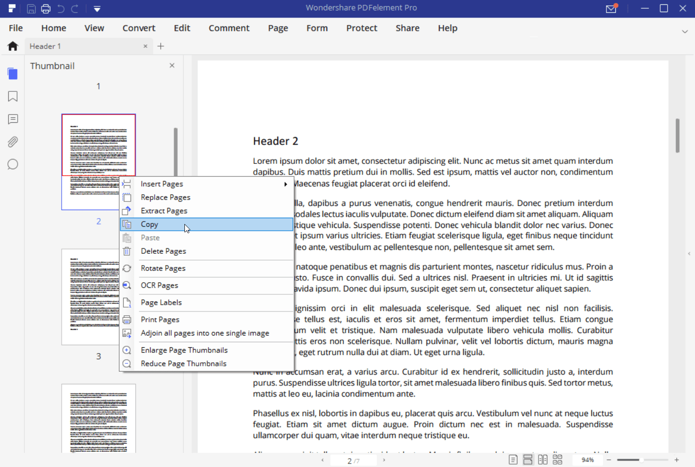 Screenshot kopírování stránky v dokumentu PDF