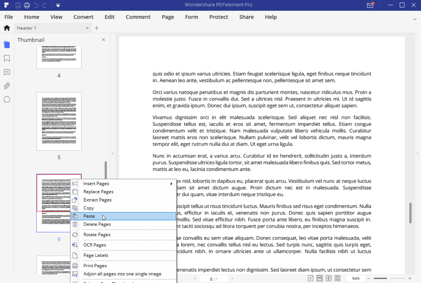 Screenshot z vložení stránky do dokumentu PDF